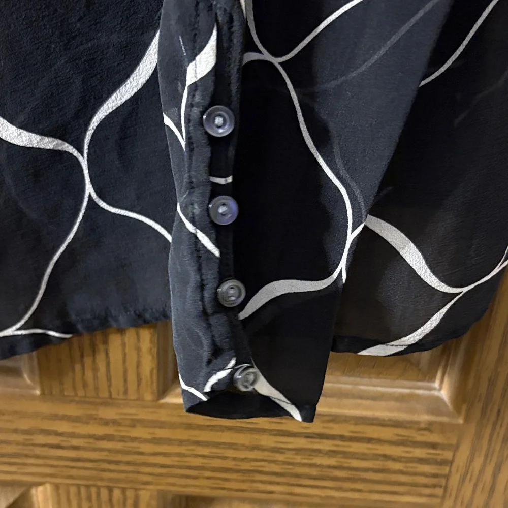 Sheer %100 Silk Button Down Blouse - Picture 4 of 6